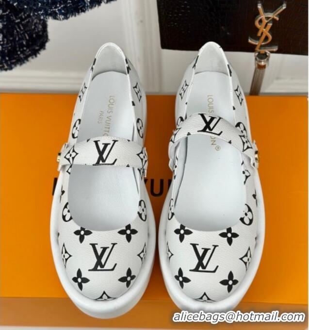 Cheapest Louis Vuitton Platform Mary Janes Shoes 5cm in Monogram Canvas White 905082