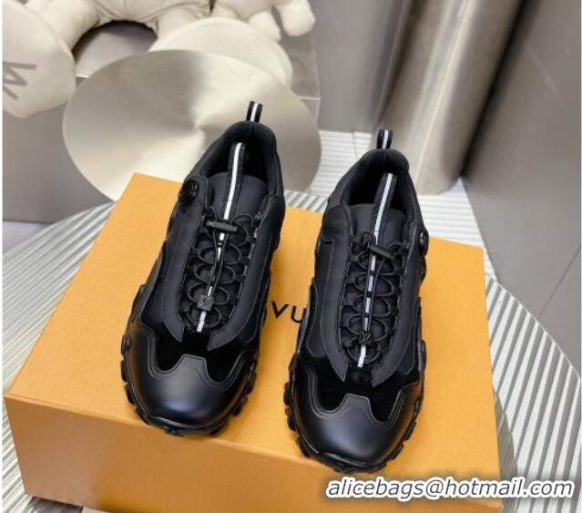 Classic Hot Louis Vuitton LV Rush Sneakers in Mix of Materials Black 905084