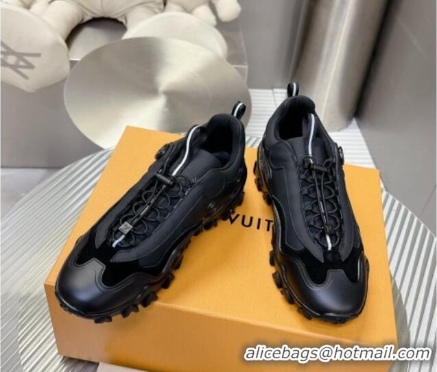 Classic Hot Louis Vuitton LV Rush Sneakers in Mix of Materials Black 905084