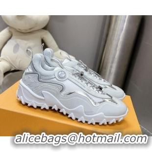 Good Looking Louis Vuitton LV Rush Sneakers in Nylon Mesh Light Grey/Silver 905086