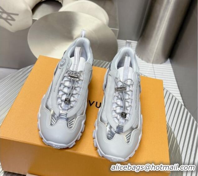 Good Looking Louis Vuitton LV Rush Sneakers in Nylon Mesh Light Grey/Silver 905086