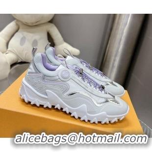 Low Price Louis Vuitton LV Rush Sneakers in Nylon Mesh Light Grey/Purple 905088