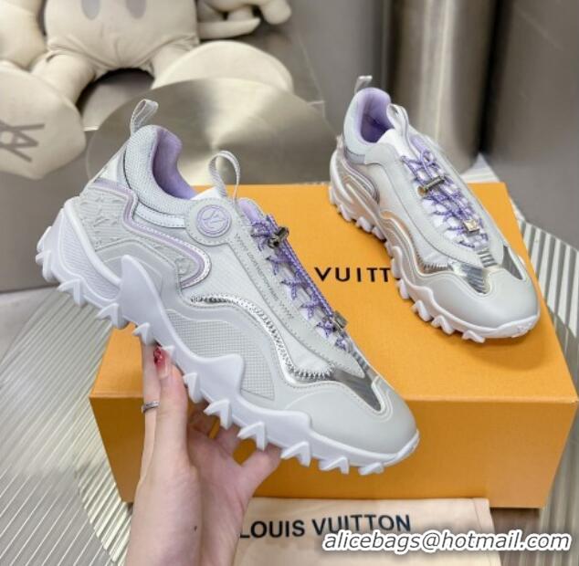 Low Price Louis Vuitton LV Rush Sneakers in Nylon Mesh Light Grey/Purple 905088