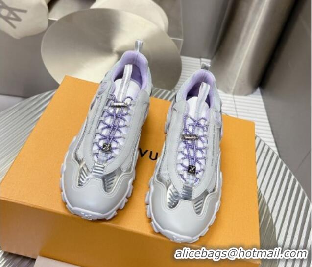 Low Price Louis Vuitton LV Rush Sneakers in Nylon Mesh Light Grey/Purple 905088