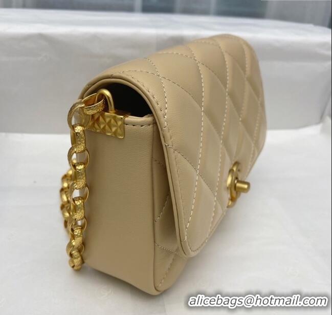 Top Quality Chanel Lambskin Small Flap bag with Coin Charm AS2189 Beige 2024