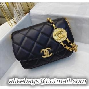 Market Sells Chanel Lambskin Small Flap bag with Coin Charm AS2189 Black 2024