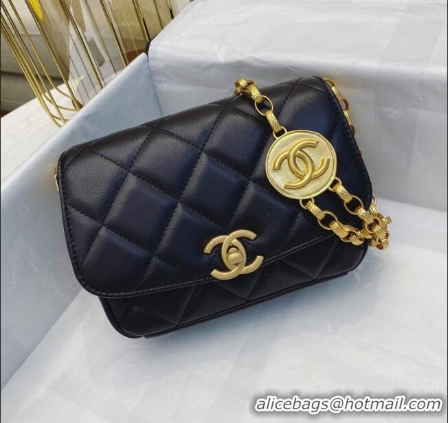 Market Sells Chanel Lambskin Small Flap bag with Coin Charm AS2189 Black 2024