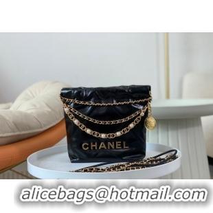 High Quality Chanel 22 Mini Bag in Shiny Calfskin AS3980 Black/Pearls 2024