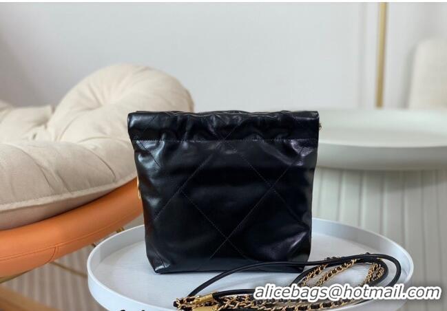 High Quality Chanel 22 Mini Bag in Shiny Calfskin AS3980 Black/Pearls 2024