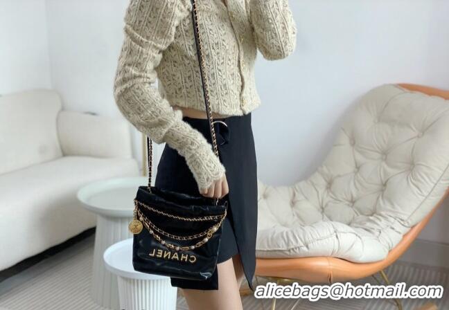 High Quality Chanel 22 Mini Bag in Shiny Calfskin AS3980 Black/Pearls 2024