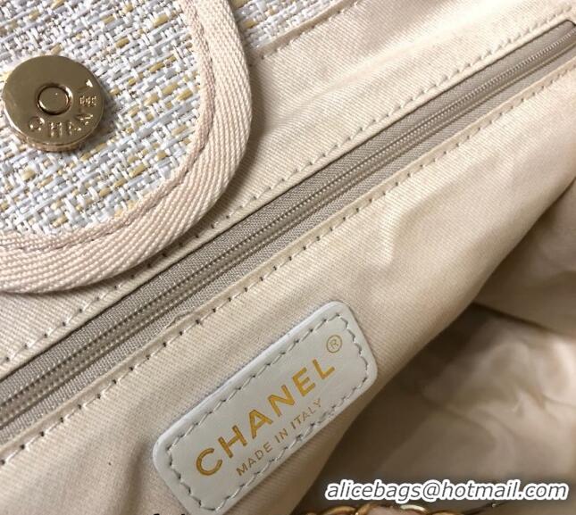 Spot Bulk Chanel Deauville Mixed Fibers and Calfskin Shopping Bag A66941 Beige/White 2024