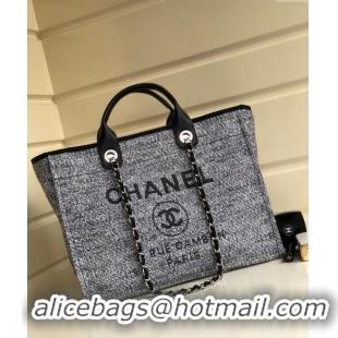 Inexpensive Chanel Deauville Mixed Fibers and Calfskin Shopping Bag A66941 White/Black 2024