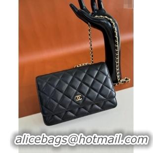 Buy Classic Chanel Lambskin Classic Wallet on Chain WOC CH9092 Black/Gold 2024