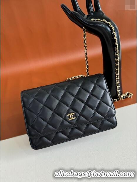 Buy Classic Chanel Lambskin Classic Wallet on Chain WOC CH9092 Black/Gold 2024