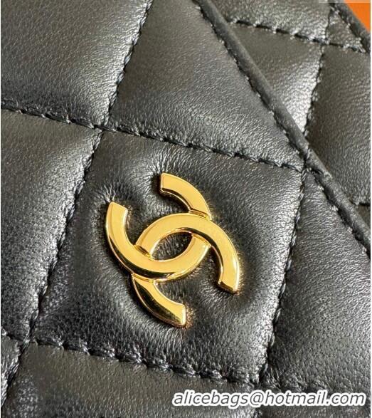 Buy Classic Chanel Lambskin Classic Wallet on Chain WOC CH9092 Black/Gold 2024