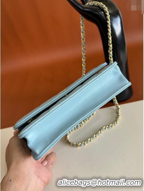 Inexpensive Chanel Lambskin Classic Wallet on Chain WOC CH9092 Light Blue 2024