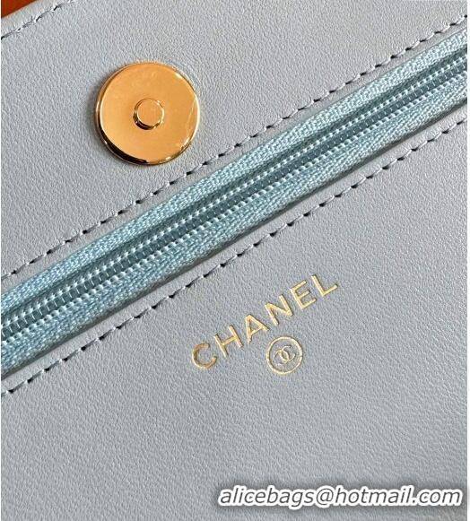 Inexpensive Chanel Lambskin Classic Wallet on Chain WOC CH9092 Light Blue 2024