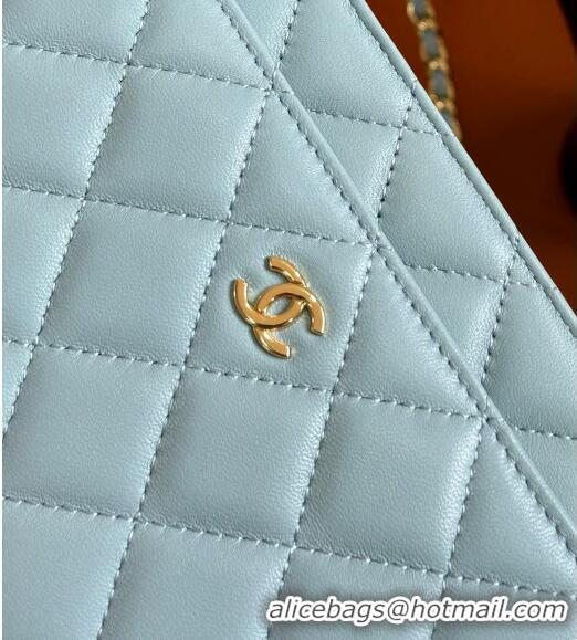 Inexpensive Chanel Lambskin Classic Wallet on Chain WOC CH9092 Light Blue 2024