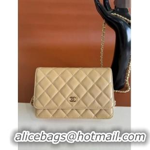 Top Quality Chanel Lambskin Classic Wallet on Chain WOC CH9092 Beige 2024