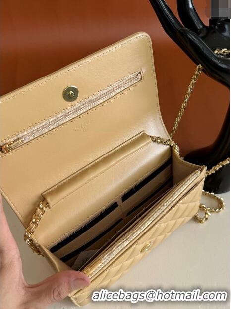 Top Quality Chanel Lambskin Classic Wallet on Chain WOC CH9092 Beige 2024