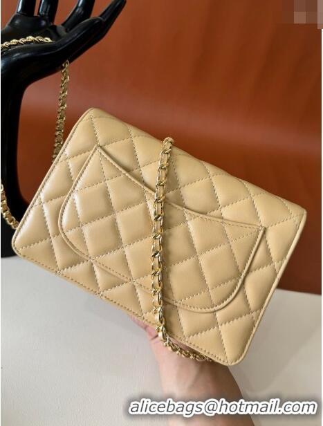 Top Quality Chanel Lambskin Classic Wallet on Chain WOC CH9092 Beige 2024