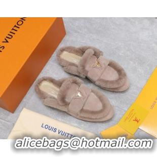 Sophisticated Louis Vuitton LV Capri Open Back Loafers/Flat Mules in Suede and Wool Nude 905092