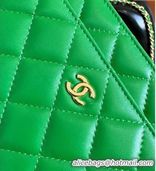 Market Sells Chanel Lambskin Classic Wallet on Chain WOC CH9092 Green 2024