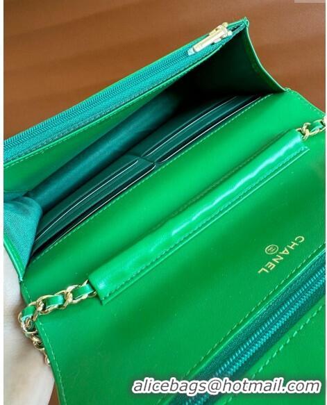 Market Sells Chanel Lambskin Classic Wallet on Chain WOC CH9092 Green 2024