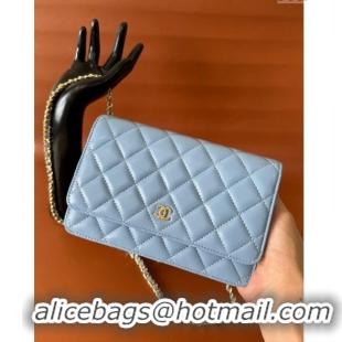 Buy Classic Chanel Lambskin Classic Wallet on Chain WOC CH9092 Pale Blue 2024