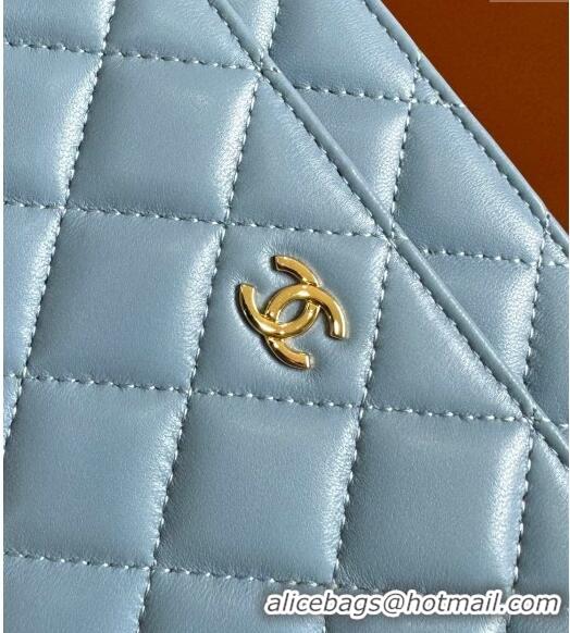 Buy Classic Chanel Lambskin Classic Wallet on Chain WOC CH9092 Pale Blue 2024