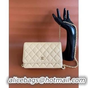 Fashion Luxury Chanel Lambskin Classic Wallet on Chain WOC CH9092 Light Beige 2024