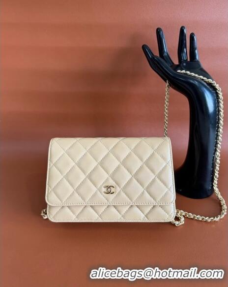 Fashion Luxury Chanel Lambskin Classic Wallet on Chain WOC CH9092 Light Beige 2024