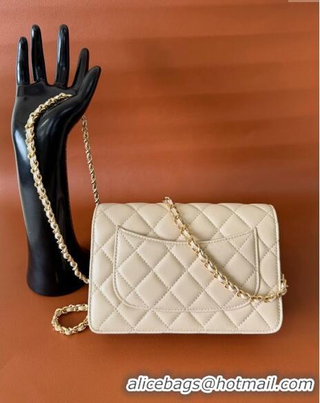 Fashion Luxury Chanel Lambskin Classic Wallet on Chain WOC CH9092 Light Beige 2024