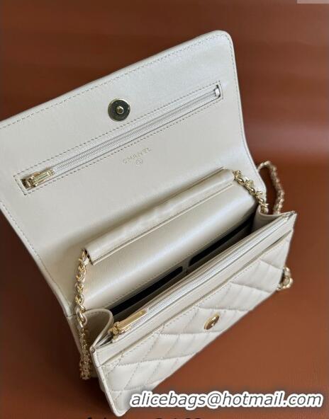 Fashion Luxury Chanel Lambskin Classic Wallet on Chain WOC CH9092 Light Beige 2024