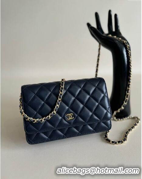 Best Cheap Chanel Lambskin Classic Wallet on Chain WOC CH9092 Dark Blue 2024