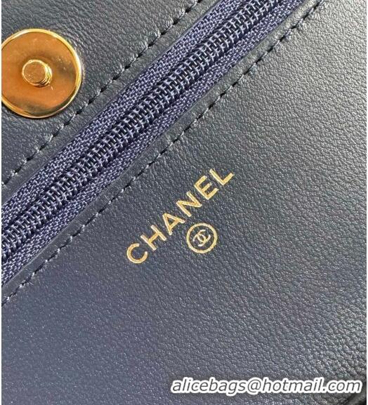 Best Cheap Chanel Lambskin Classic Wallet on Chain WOC CH9092 Dark Blue 2024