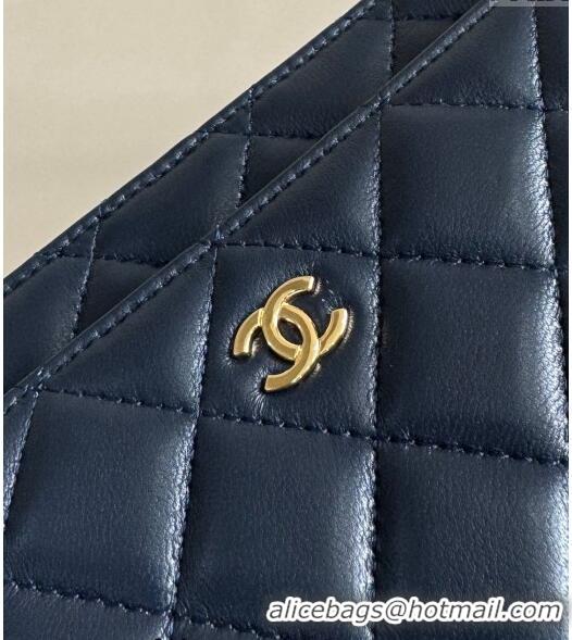 Best Cheap Chanel Lambskin Classic Wallet on Chain WOC CH9092 Dark Blue 2024