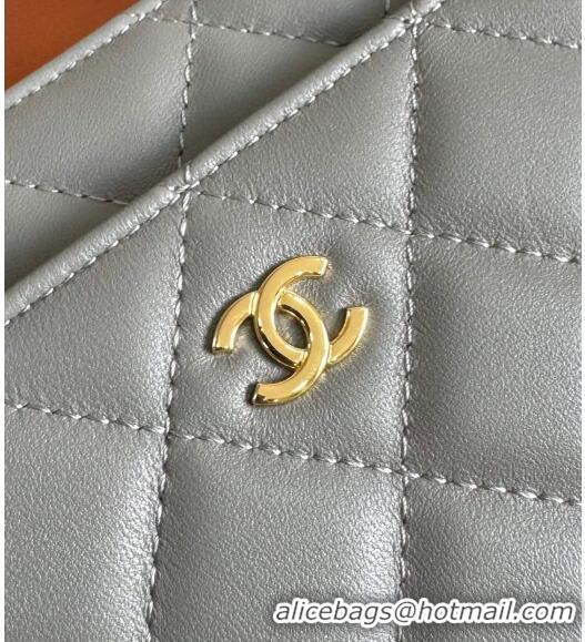 Low Cost Chanel Lambskin Classic Wallet on Chain WOC CH9092 Dark Grey 2024