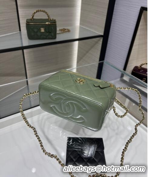 New Product Chanel Lambskin Clutch with Chain and Top Handle AP4168 Khaki Green 2024