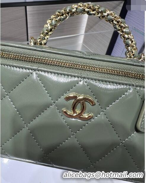 New Product Chanel Lambskin Clutch with Chain and Top Handle AP4168 Khaki Green 2024