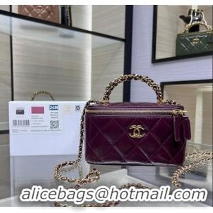 Best Generous Chanel Lambskin Clutch with Chain and Top Handle AP4168 Dark Burgundy 2024