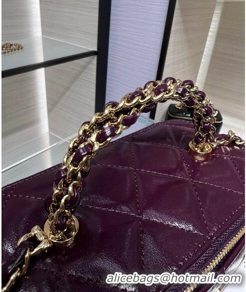 Best Generous Chanel Lambskin Clutch with Chain and Top Handle AP4168 Dark Burgundy 2024