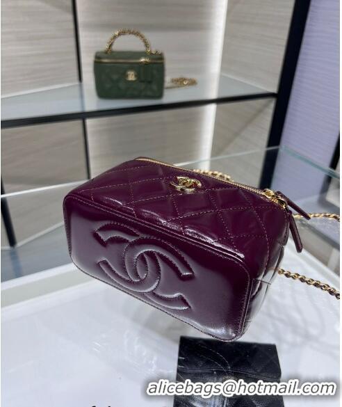 Best Generous Chanel Lambskin Clutch with Chain and Top Handle AP4168 Dark Burgundy 2024