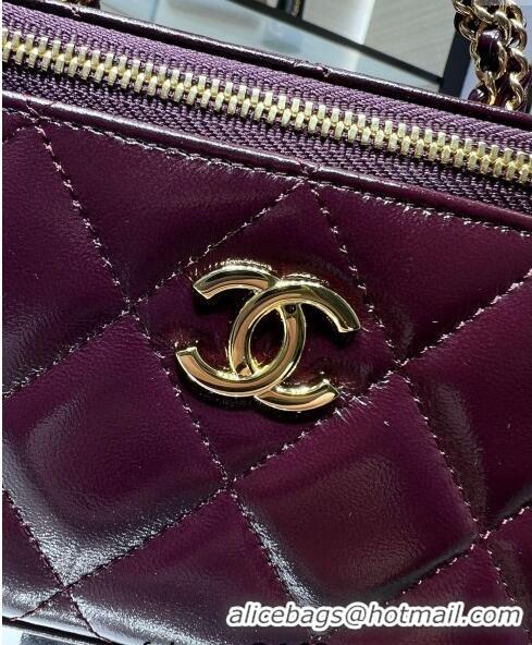 Best Generous Chanel Lambskin Clutch with Chain and Top Handle AP4168 Dark Burgundy 2024