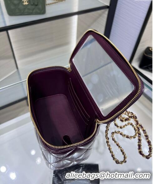 Best Generous Chanel Lambskin Clutch with Chain and Top Handle AP4168 Dark Burgundy 2024