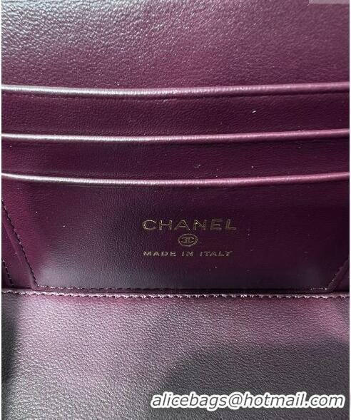 Best Generous Chanel Lambskin Clutch with Chain and Top Handle AP4168 Dark Burgundy 2024