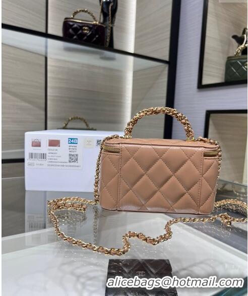 Market Sells Chanel Lambskin Clutch with Chain and Top Handle AP4168 Dark Beige 2024