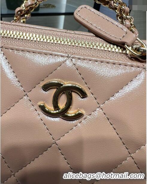 Market Sells Chanel Lambskin Clutch with Chain and Top Handle AP4168 Dark Beige 2024