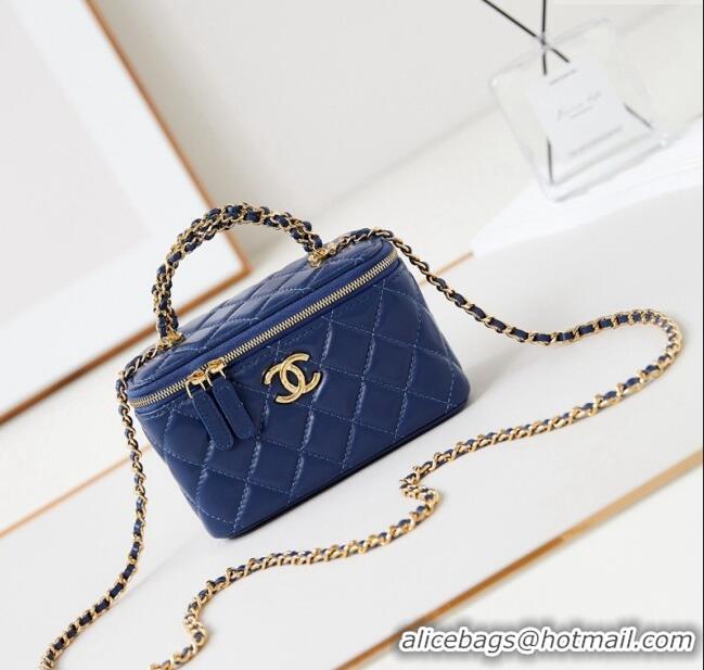 Hot Style Chanel Lambskin Clutch with Chain and Top Handle AP4168 Royal Blue 2024