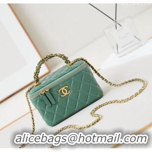 New Style Chanel Lambskin Clutch with Chain and Top Handle AP4168 Light Green 2024